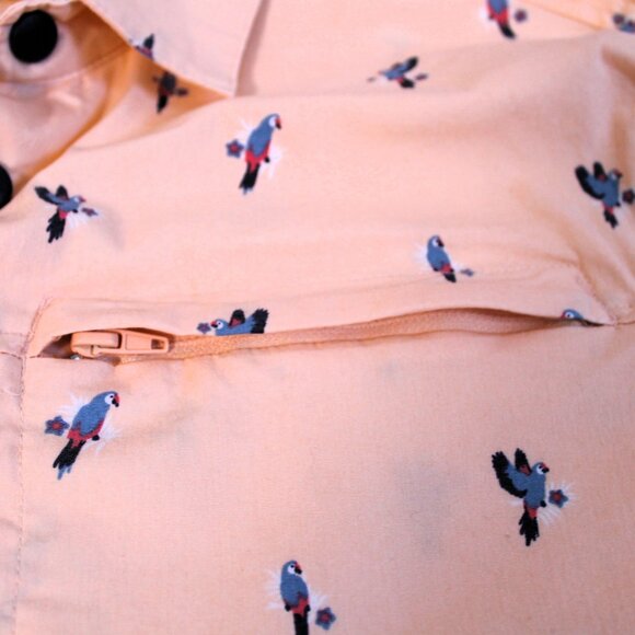 Ecothreads Men's Short Sleeve Snap Front Parrot Shirt, Large - Picture 6 of 11